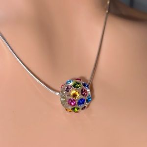 Multicoloured Acrylic Crystal Necklace Embellished with Crystal Stone Elements